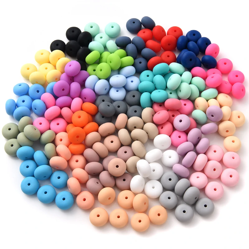 50Pcs Kleurrijke Abacus Bijtring Kralen 14Mm Food Grade Siliconen Kinderziektes Kauwen Kralen Diy Baby Fopspeen Ketting Armband Groothandel