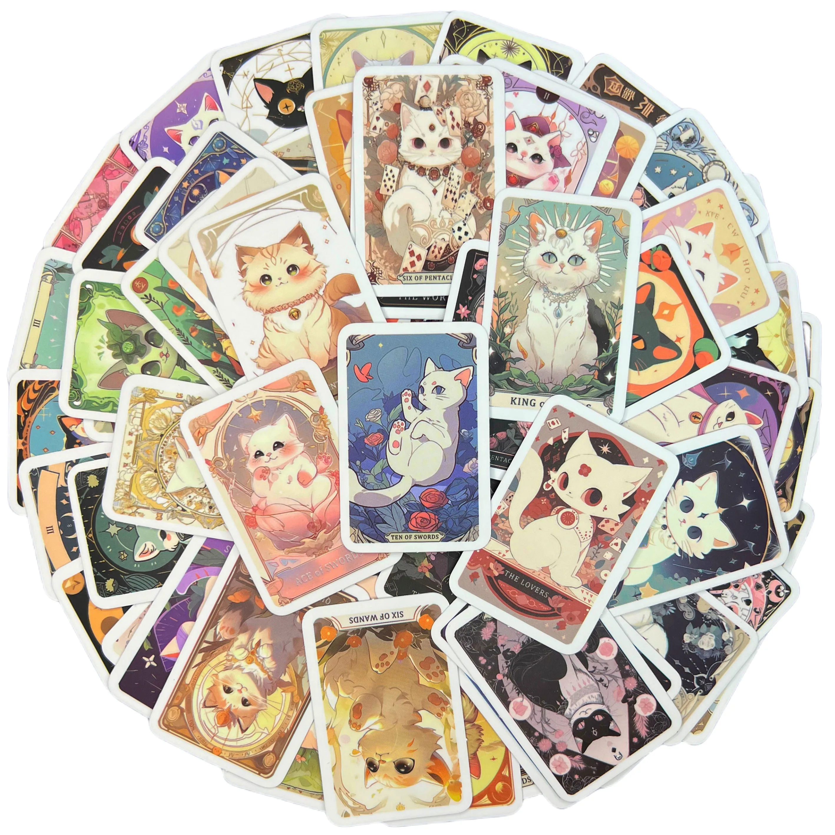 10/30/78Pcs Retro Tarot Cat Waterproof Graffiti Sticker Aesthetic Decorative Luggage Laptop Guitar Diary Scrapbook Kids Stickers