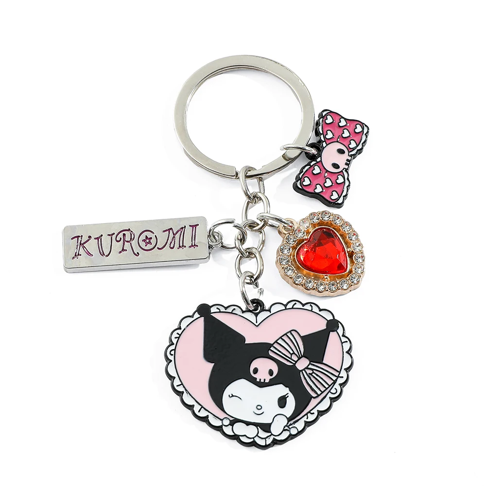 Sanrio Kuromi Keychain Heart Shaped Cute Mobile Phone Pendant Accessories Decoration Car Keychain Backpack Pendant Party Favours