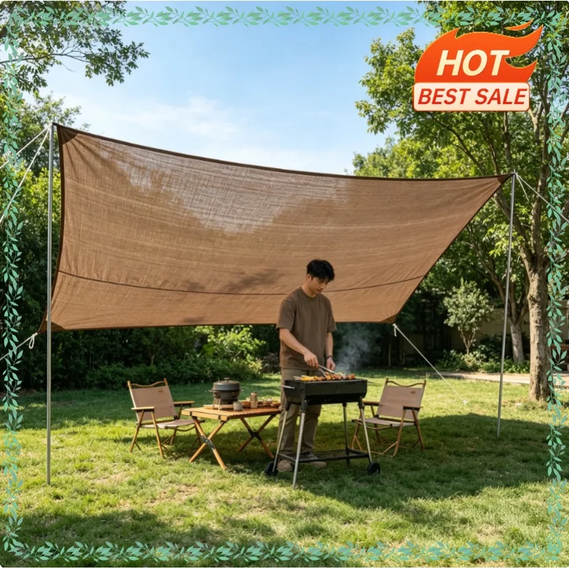 Durable Brown UV Protection Canopy - Outdoor Sun Shade Net - Multiple Sizes Available for Travel, Picnics, and Pools