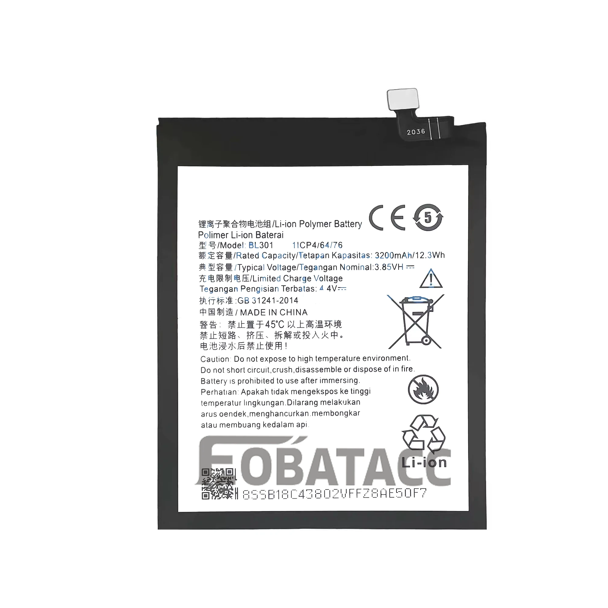 100% New Original Battery BL301 For lenovo K6 Enjoy L38082  Battery + Free Tools