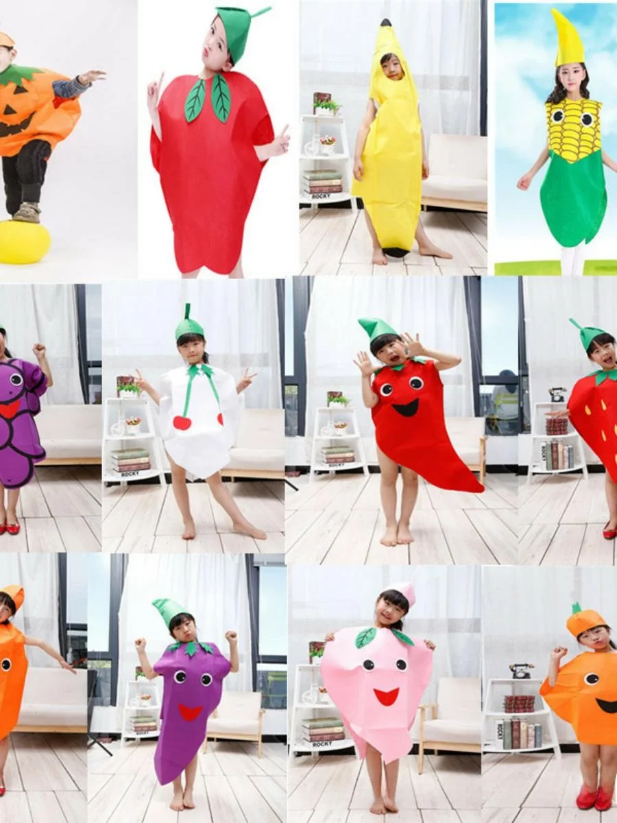 loween Costume di scena Abiti da spettacolo per festival per bambini Frutta Verdura ow Outfit Abiti coordinati genitore-figlio