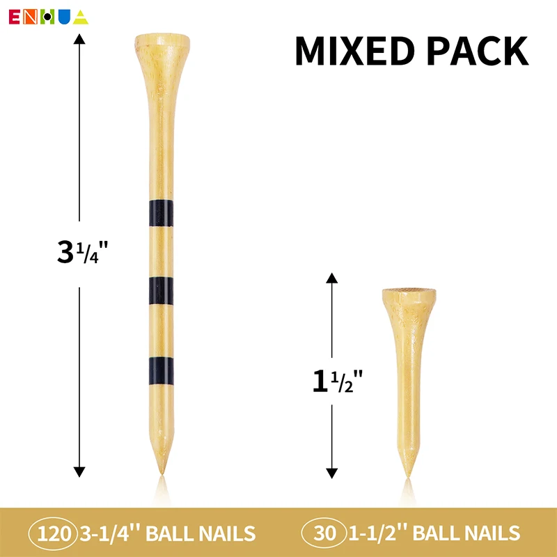 150 Tee golfowe Tee bambusowe uchwyt na piłki golfowe 2 dostępne rozmiary mocniejszy niż Tee drewniane 38mm 83mm