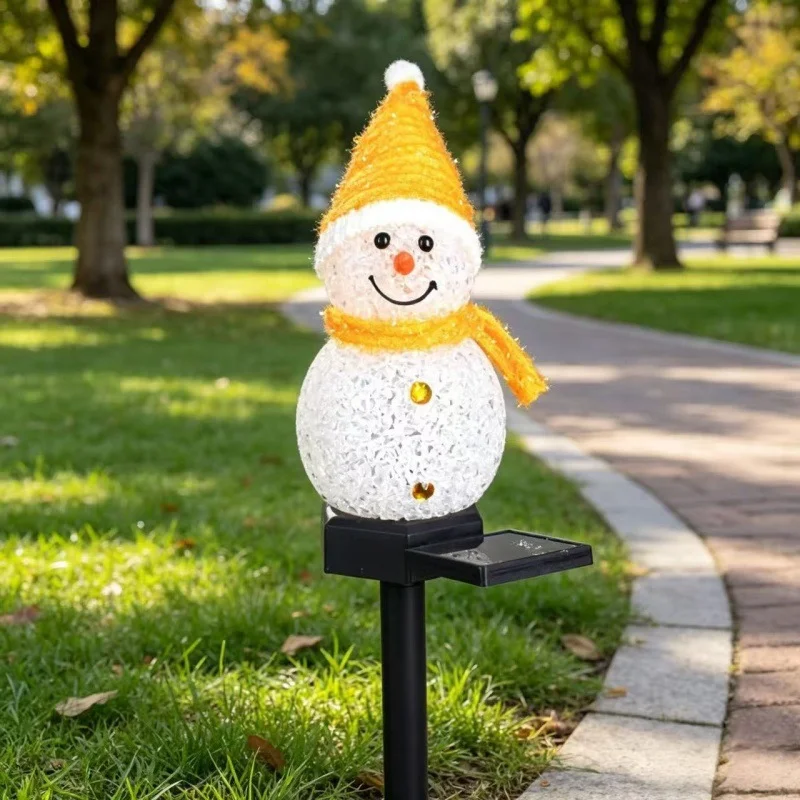 Solar Lamp Snowman Christmas Lights, Garden Stake Outdoor Waterproof Warm White LED for Lawn Patio Yard Xmas Holiday Decor