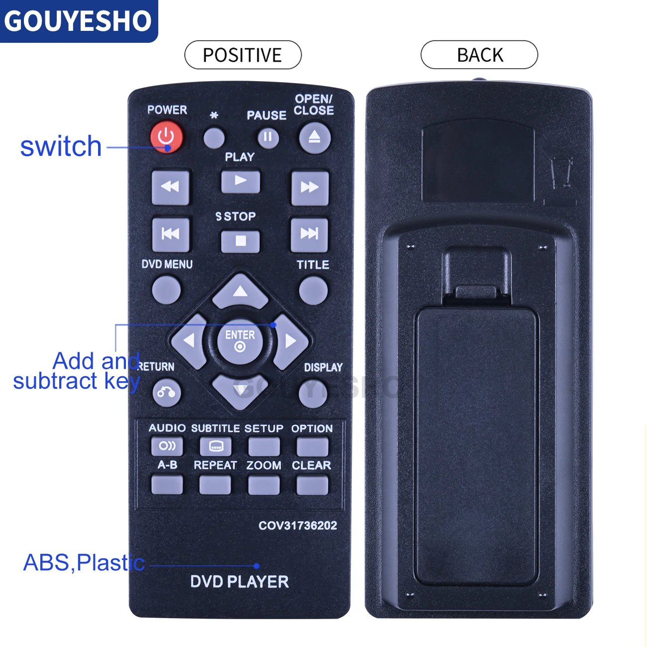 New COV31736202 use for  DVD Player Remote Control DP132 DP132NU