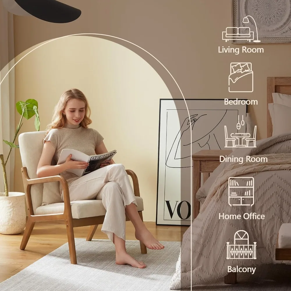 Современный акцентный стул середины века с поясничной подушкой, деревянными ножками, обивкой из искусственной кожи, удобным кресле для отдыха