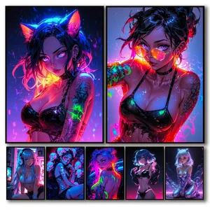 섹시한 애니메이션 소녀 캔버스 그림, 선글라스 포스터 캔버스 프린트, 코 퀴트 룸 장식, 집을위한 여자 벽 예술 8 최고의 판매 알몸 애니메이션 포스터 -11