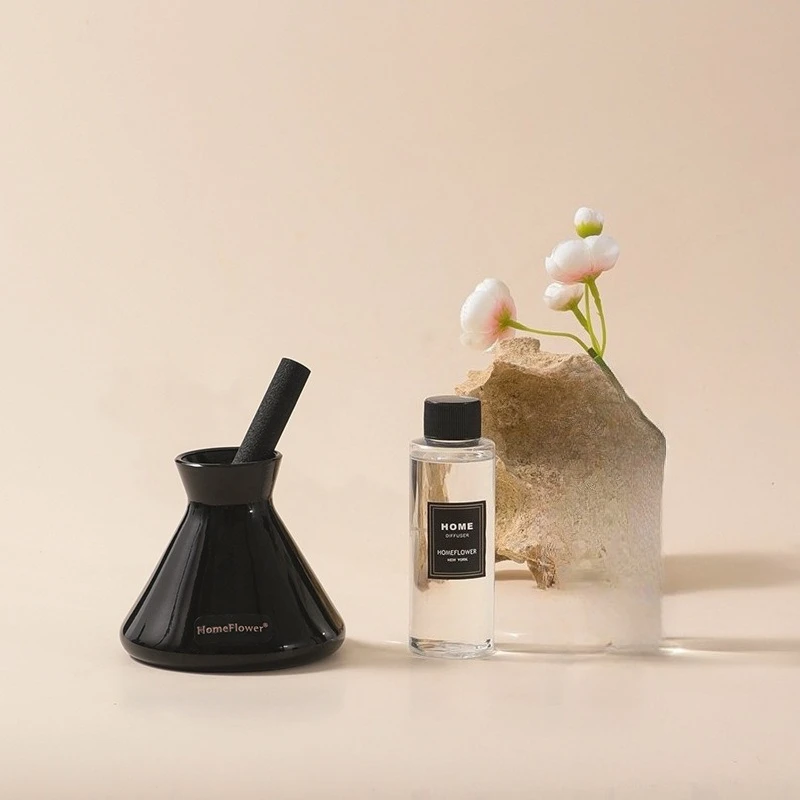 

Colored Glass Bottle with Black Rattan Stick and 120ml Fragrance Oil, Reed Diffuser Set Home Fragrance Decor in Bedroom Office