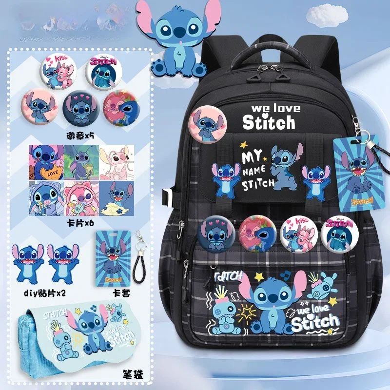 Disney Stitch Animation Peripheral Creative Cartoon Cute Print mochila informal ligera de gran capacidad versátil para estudiantes, regalo