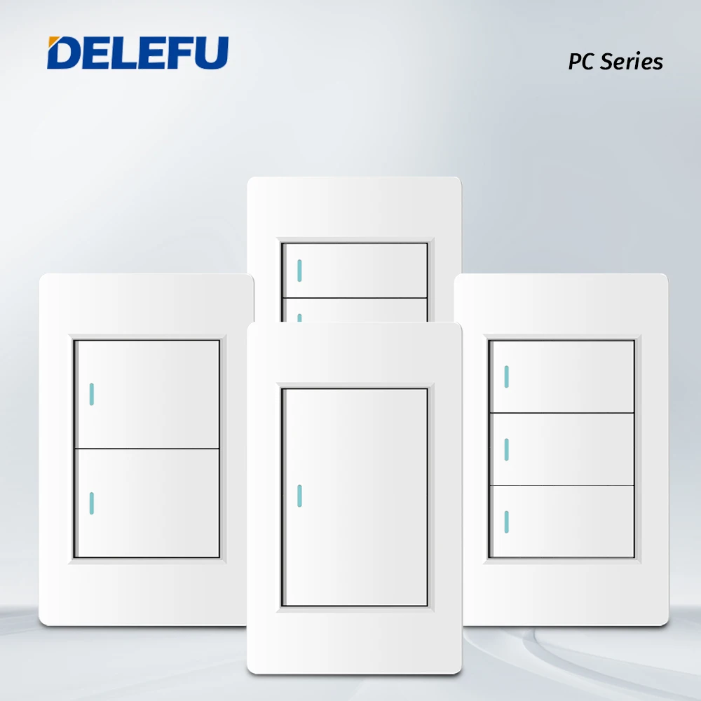 

Delefu White Black Gray 16A 118*72 US Brazil Italy Light Switch,PC Panel 1/2/3/4gang 1/2way Switch on Off,Wall Electrical Outlet