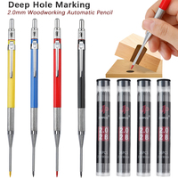 Creative Deep Hole Metal Woodworking Mechanical Pencil Set With 2.0mm 2B Black Refill Leads Deep Hole Marker Marking Tool