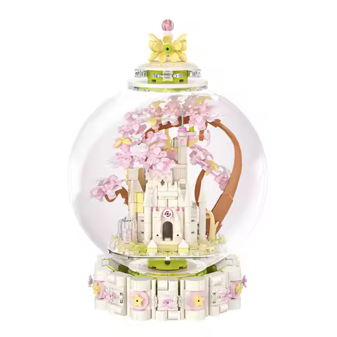 700+pcs Fairground Sakura Castle Building Blocks Toys Rotatable Flower Arichitecture Model Bricks Funny Toys Gifts