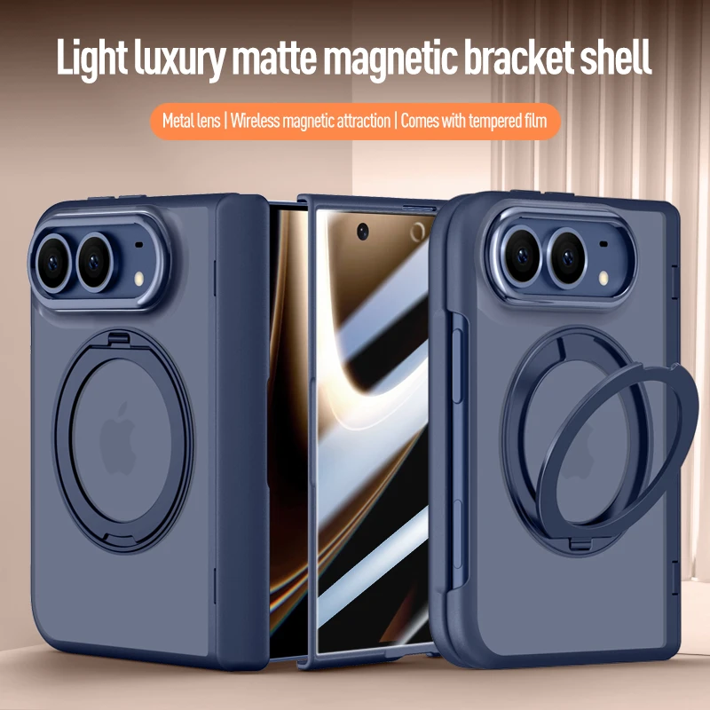 For iPhone Duo Magnetic Stand Phone Case for Magsafe Ultra Privacy Anti-Peep Tempered Glass Shaft Protective Case for iPhone Ult
