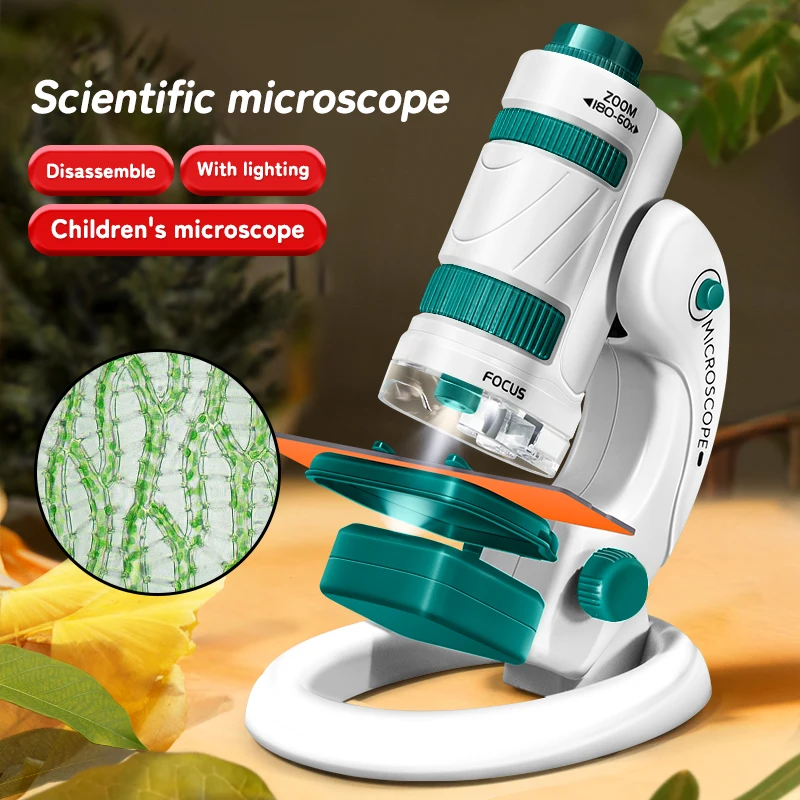 Science Microscope Toy 180x School With Light Experiment Kit Convenient Pocket Microscope Education Children STEM Gifts For Kids