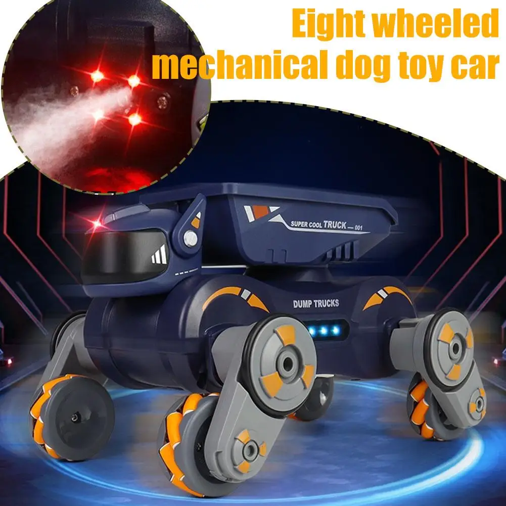 Rc Robot Dog Remote Dual Control Eight Wheel Mechanical Children's Intelligent Control Remote Induction Car Gesture Toy Dog Q0c1