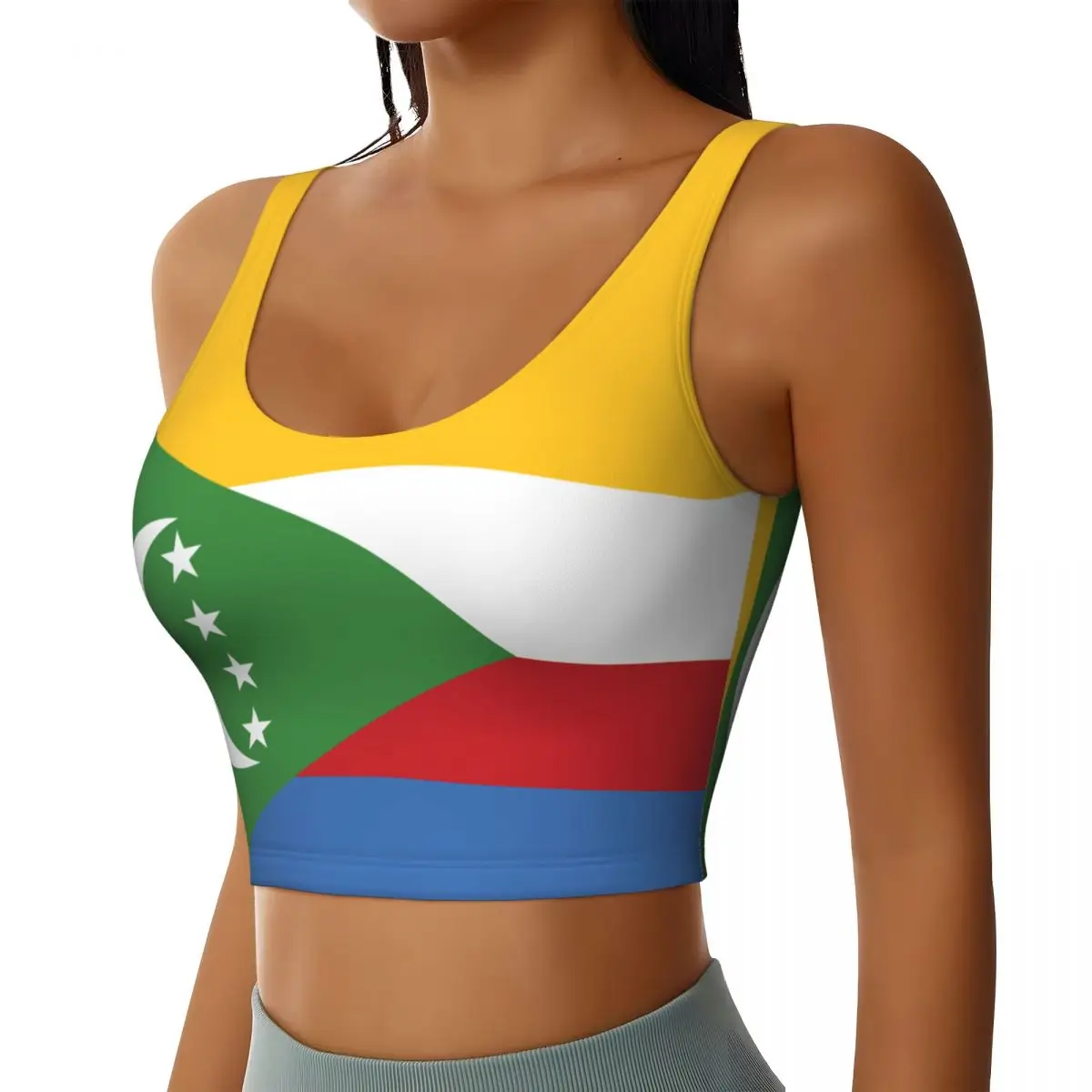 سترة اليوغا المرأة رياضة المحاصيل القمم كوموروس العلم الشارع الشهير تجريب تنفس تانك القمم الإناث