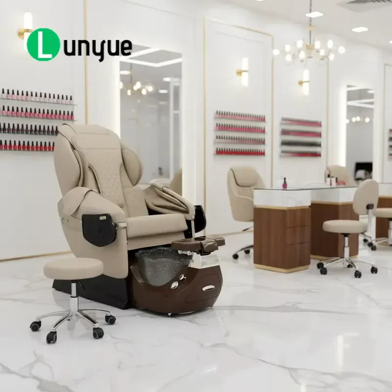 Luxury Full Body Massage Chair with Magnetic Jet Foot Spa Therapy Sliding Armrest Customizable Furniture for Nail