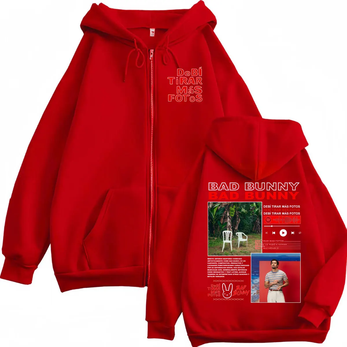 Bad Bunny DeBi TiRAR MaS FOToS 2025 New Album Zipper Hoodie Hip Hop Pop Music Zip Up Pullovers Men Women Fashion Y2k Sweatshirts