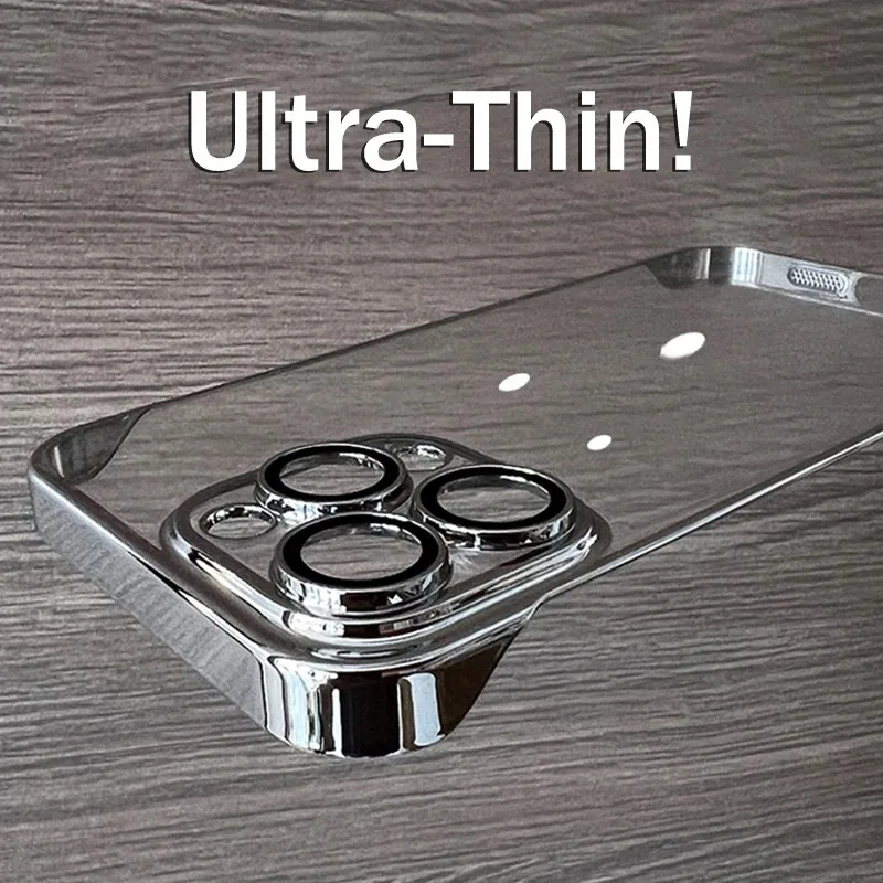 Luxuriöse, transparente, rahmenlose Hülle für iPhone 17 Air, 16E, 15, 14, 13, 12, 11 Pro Max Plus, 16E, 17 Pro – Dünne, transparente Stoßfängerhülle