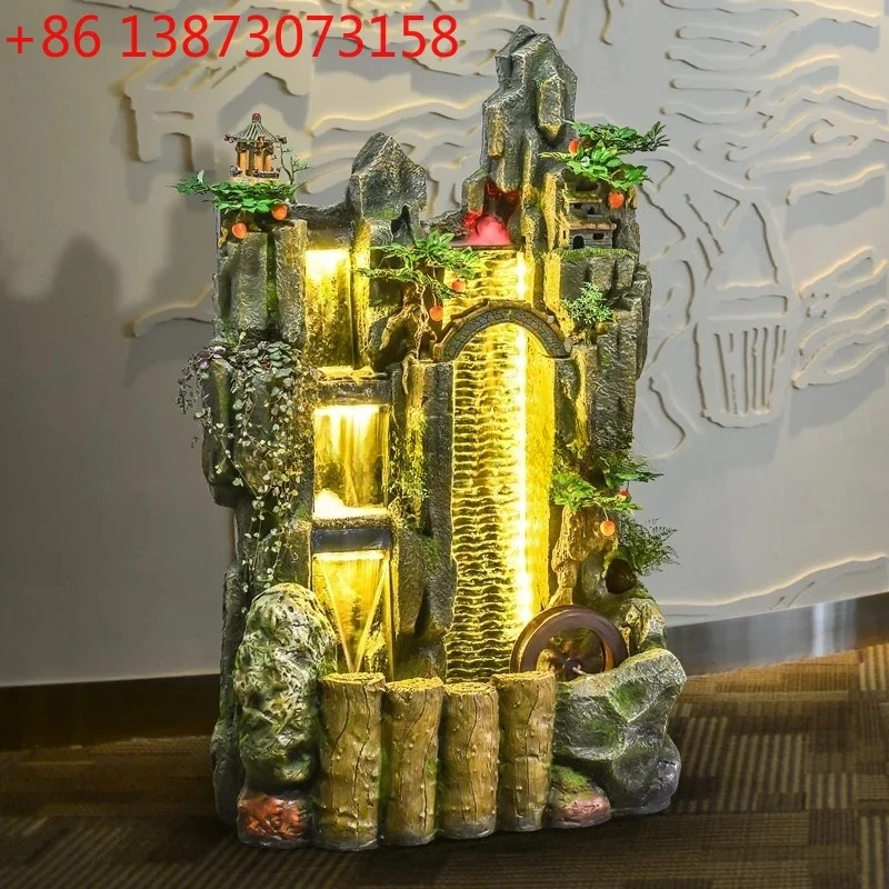 Rockery flowing water fountain ornament water curtain wall living room water feature fish pond creative home decoration