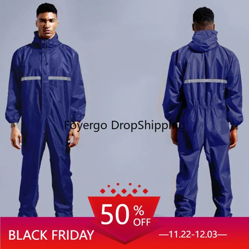 Conjoined Raincoat Coverall Hat Oil-Resistant Work Safety Biker Men's Raincoat Rain Cover Jacket Impermeables Waterproof Suit