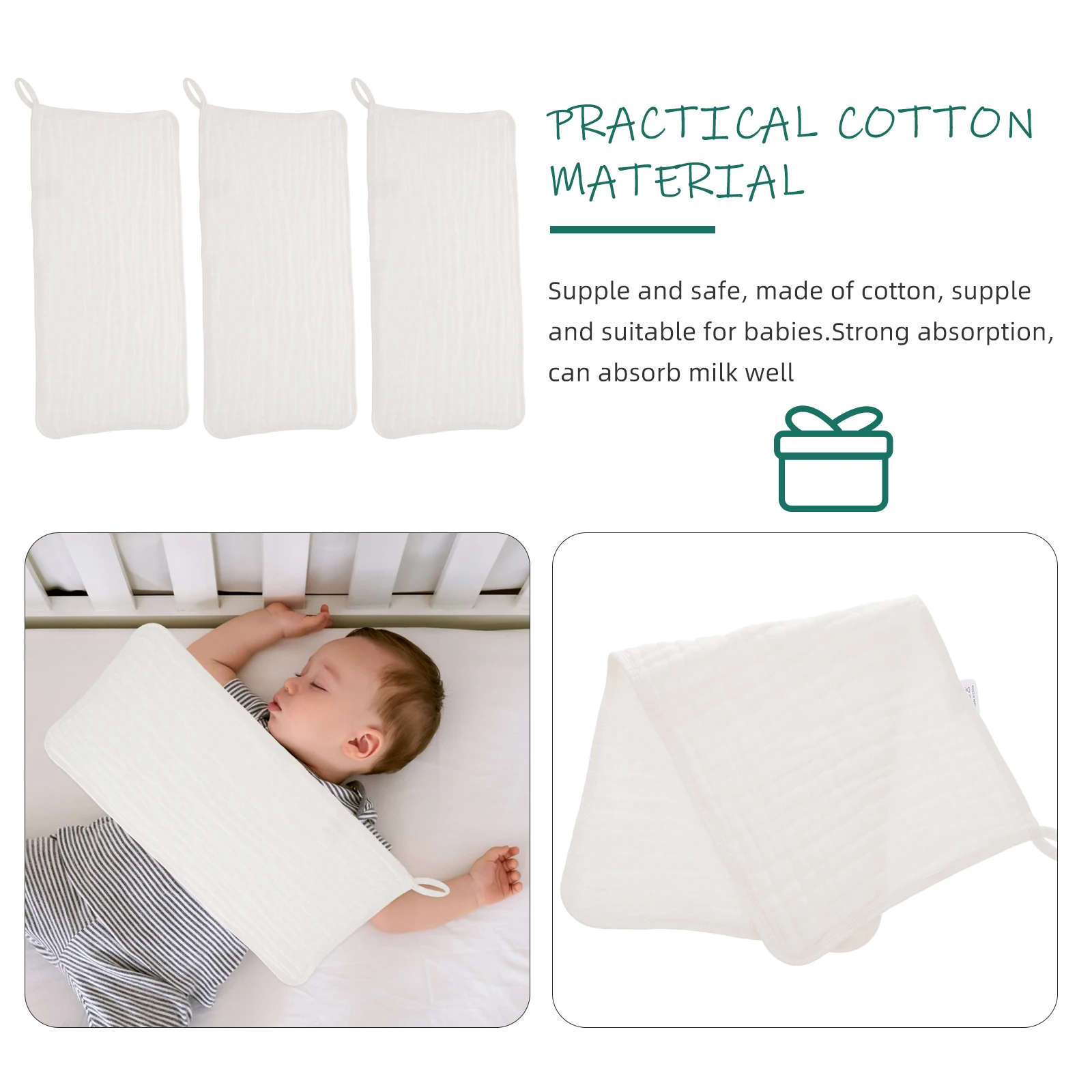 

3 шт., детские хлопковые впитывающие износостойкие домашние полотенца для младенцев, аксессуары для детей, ткань для отрыжки, аксессуары для дома