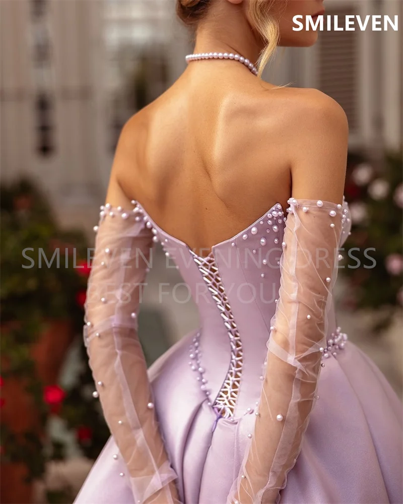 Smileven A-line Purple Prom Dress Off The Shoulder Backless Party Gowns Sweetheart Length Formal Evening Dress Customized 2024