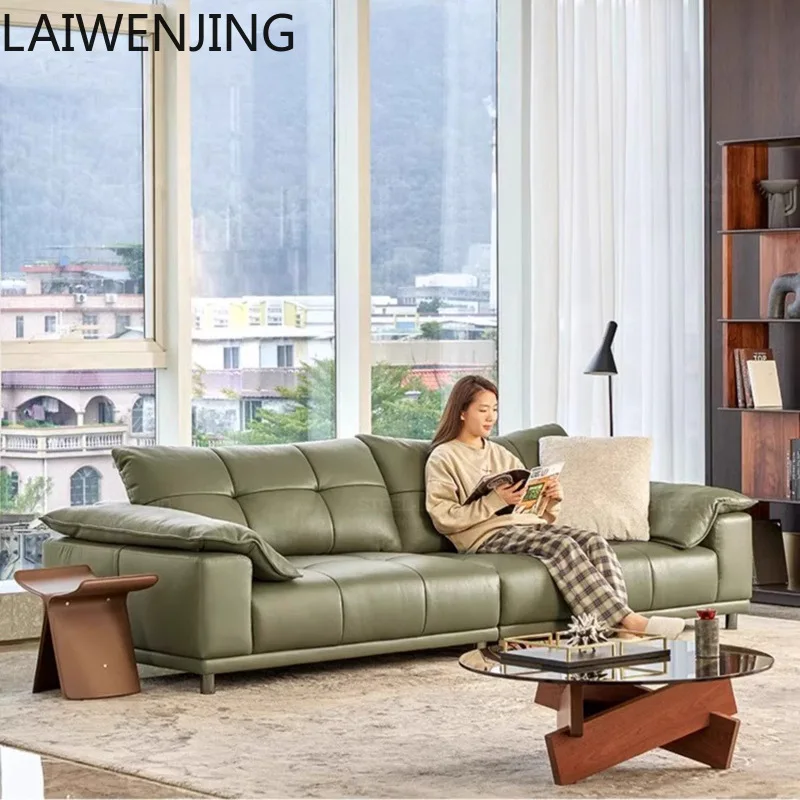 

SGF Italian minimalist leather sofa Nordic three-person light luxury sofa