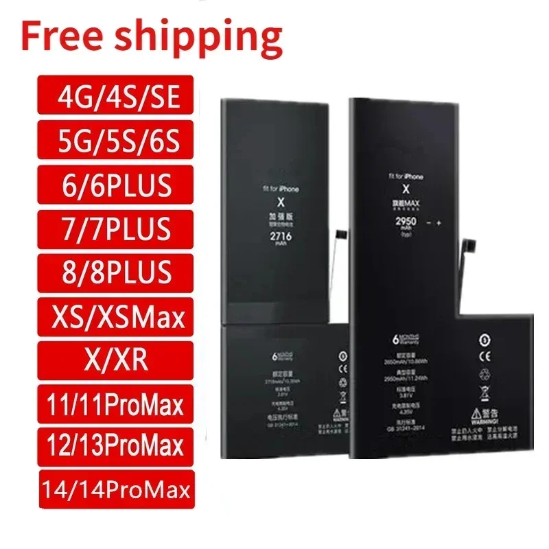 Genuine IC Chip Battery for IPhone 5S 6 6S 7 8 Plus X XR XS MAX 11 12pro 13pro Max 13mini SE SE2 14plus 14pro Max Phone Bateri