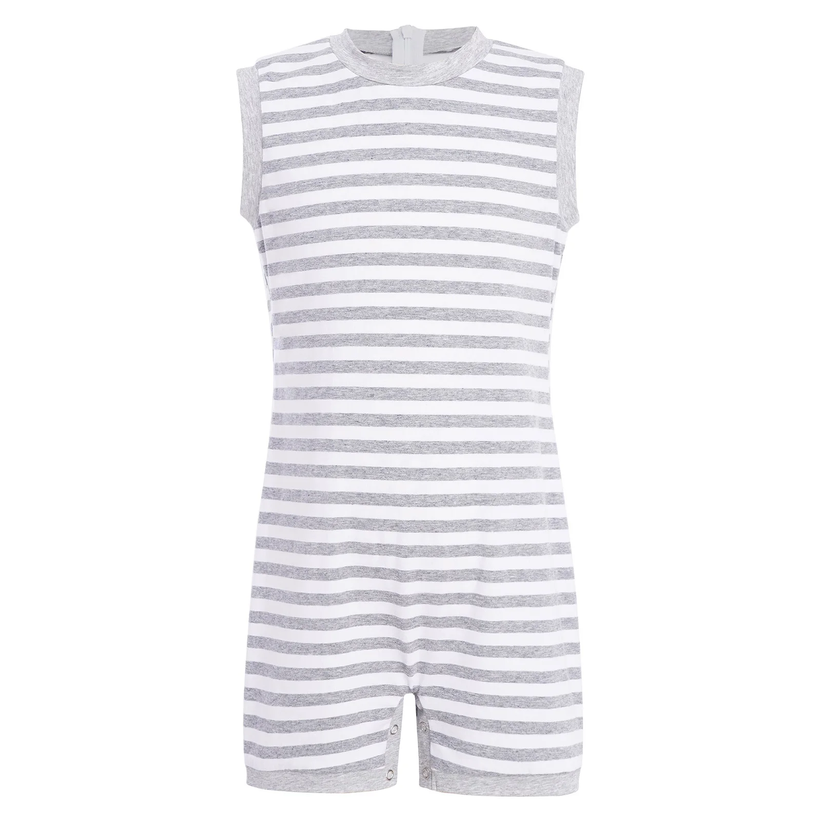 Kids Boy Girl Special Needs Adaptive Clothing Sleeveless Anti-strip Back Zipper Button Crotch Jumpsuit for Autism Sensory Child
