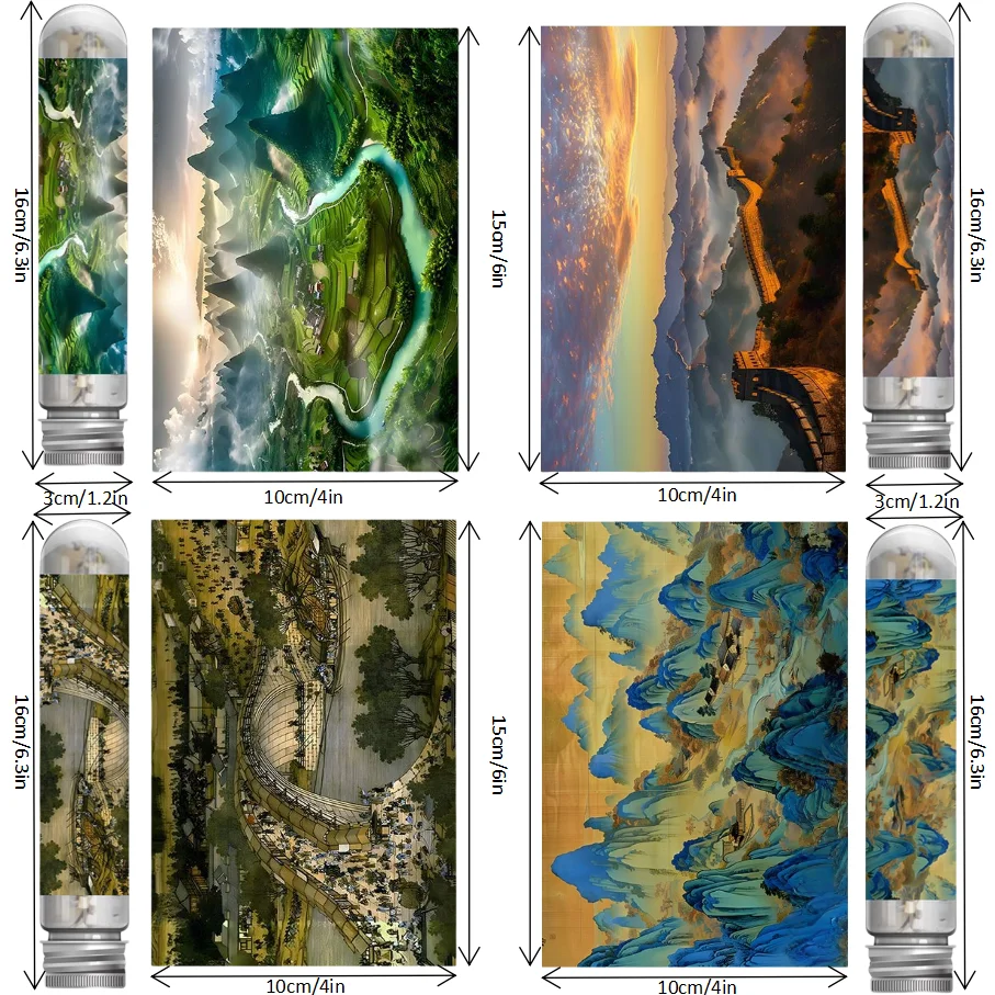 4 Packs 600 PCS Adult Mini Test Tube Puzzle Jigsaw Landscape Painting Home Decor Display Friend Birthday Halloween Festival Gift
