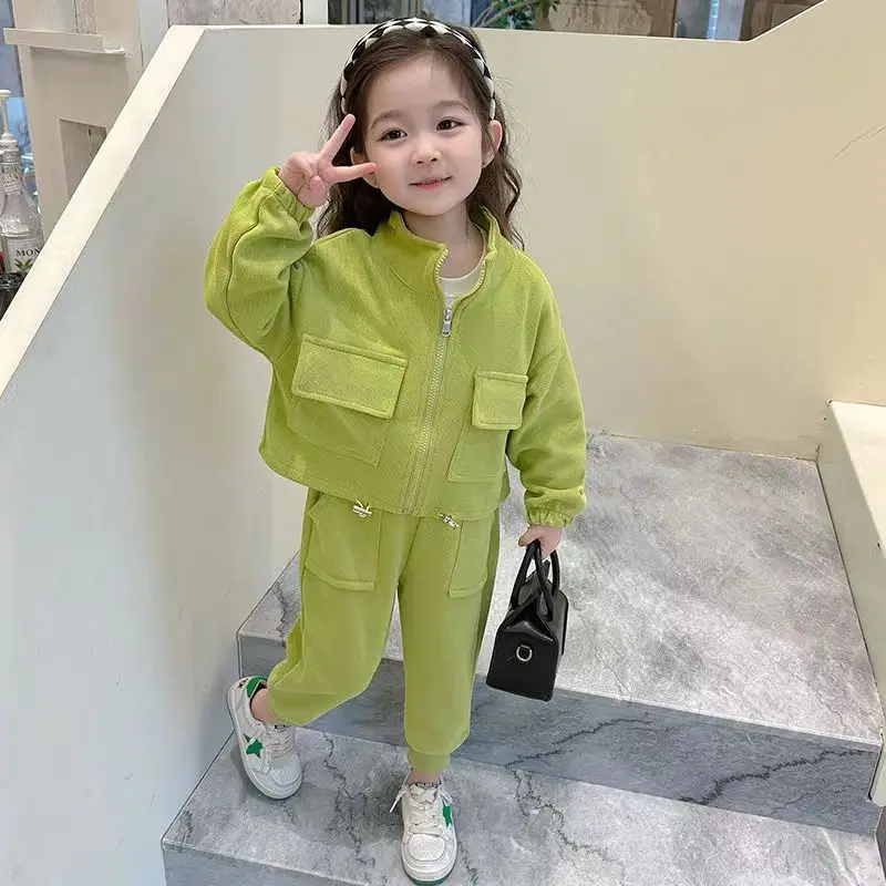 

Baby Girls' Coat Pants 2-piece Set Spring and Autumn Kids Girls Clothing Set New Children's Leisure Sports Set