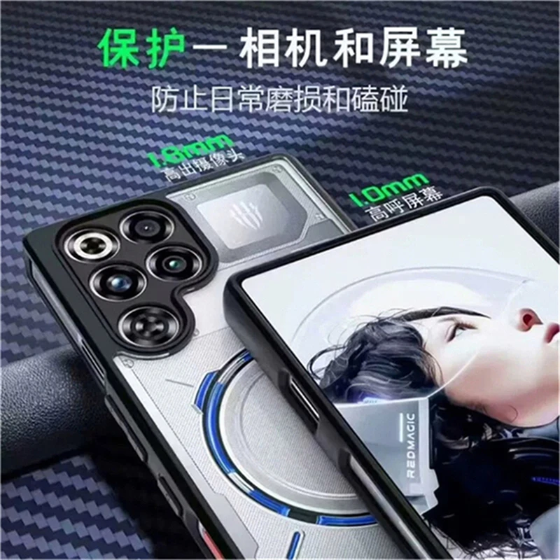 حافظة بحامل حلقي مغناطيسي لهاتف Redmagic 11 Pro Plus حافظة MagSafe غطاء شفاف غير لامع غطاء حماية ممتص للصدمات