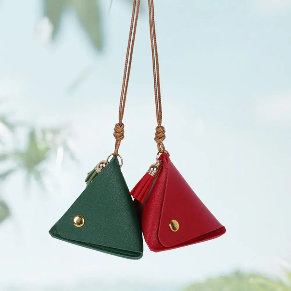 Coins Bag Cute Shape Design Solid Color Buckle Closure Bright-colored Daily Storage Triangle Change Wallet Travel Use