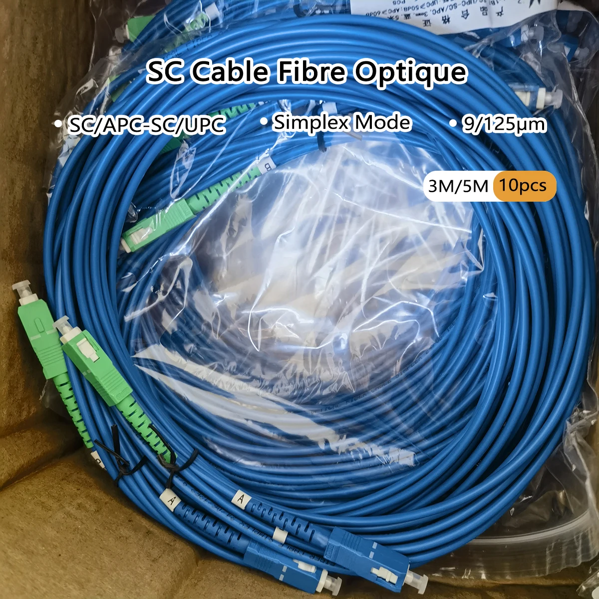 

10 шт. оптоволоконный патч-кабель 3 м/5 м SC/APC-SC/UPC Simplex 9/125 мкм FTTR внутренний кабель изгиб индуктивный удлинитель
