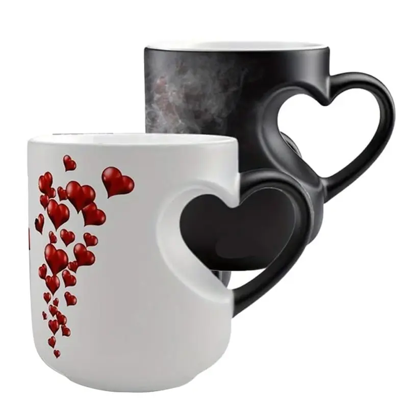 

Кружка термохромная в форме сердца, меняющая цвет от нагрева, кофейная чашка для кофе, подарок на День святого Валентина и День матери, волшебный подарок