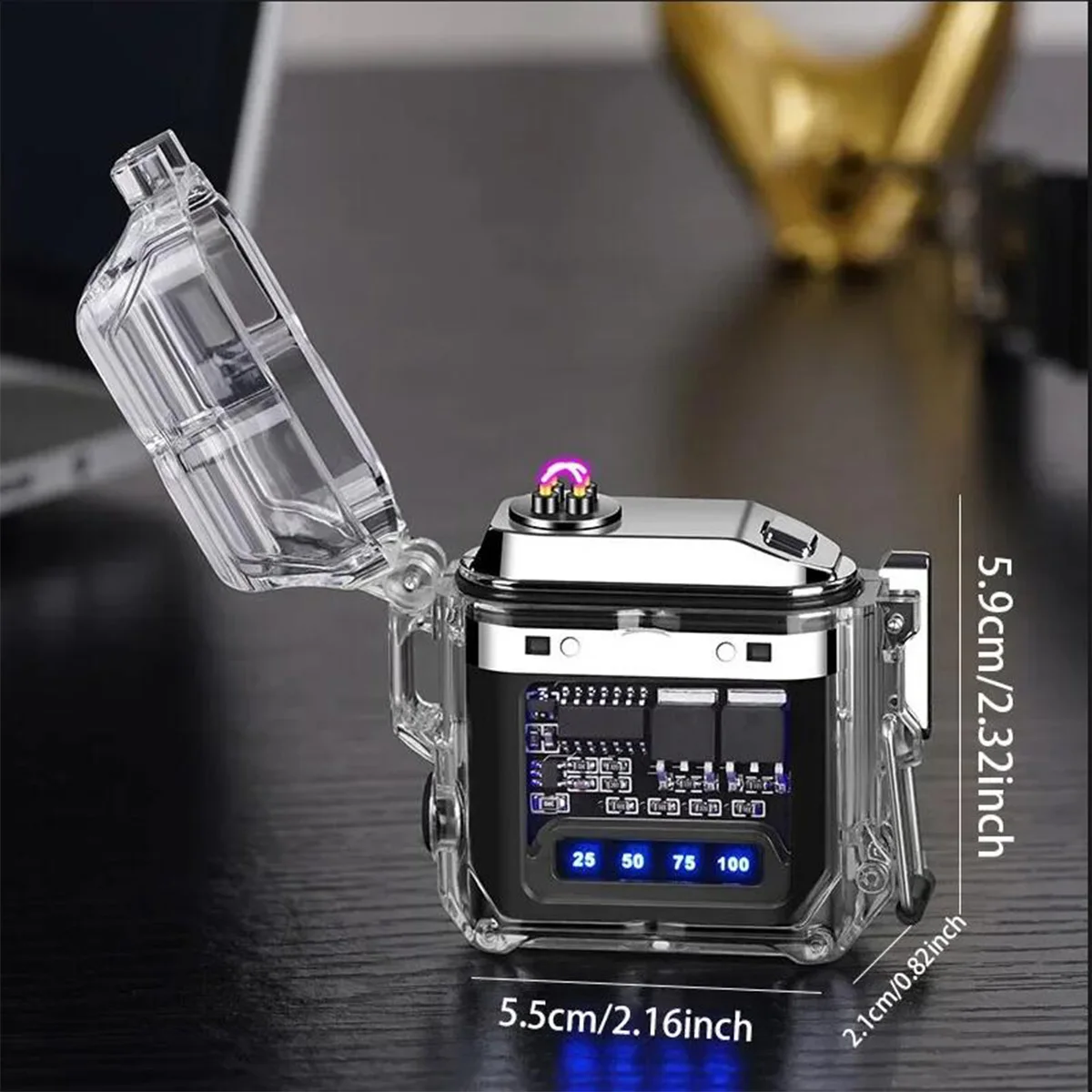 1pc new transparent shell electronic lighter C-type fast-charging lighting plasma electric lighter