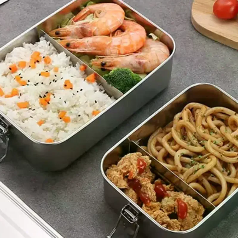304 Stainless Steel Lunch Box Bento Box Metal Food Storage Container With Locking Clasp Suitable For Work And School