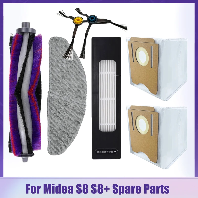 الأسطوانة فرشاة Hepa تصفية أكياس الغبار أجزاء ل ميديا S8 S8 + روبوت مكنسة كهربائية الملحقات الجانب فرشاة ممسحة القماش الخرق استبدال