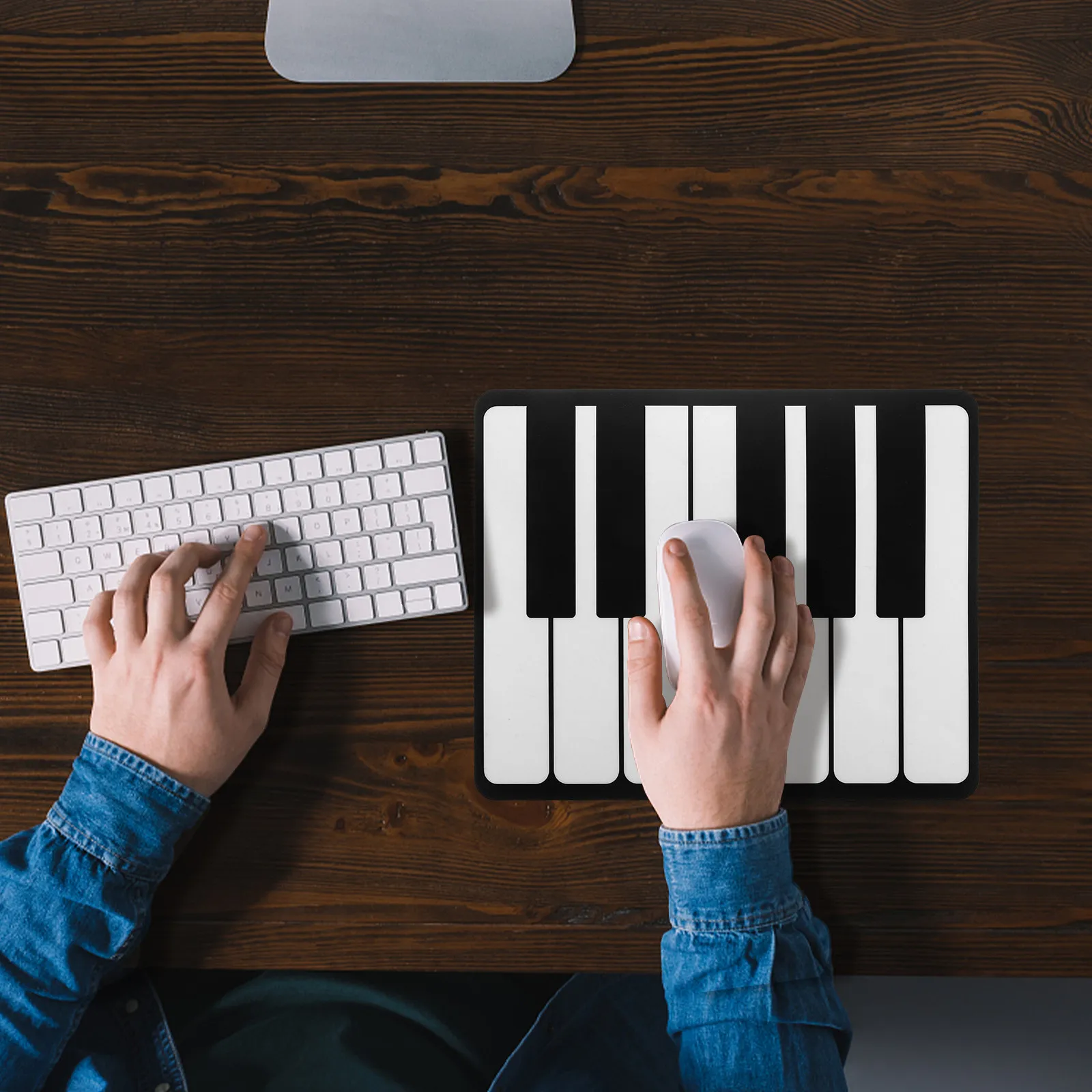 

Large Piano Keys Mouse Pad Black White Music Themed Desk Mat Waterproof Microfiber Surface Precision Control for Gamers
