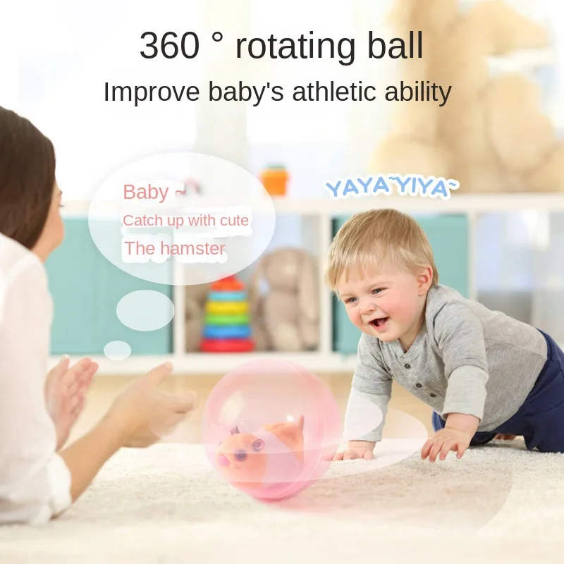 Cute Simulation Plush Rabbit Hamster Running Ball Toys Baby Learning To Crawl Turn Ball Electric Plush Pet Interactive Toy Gifts