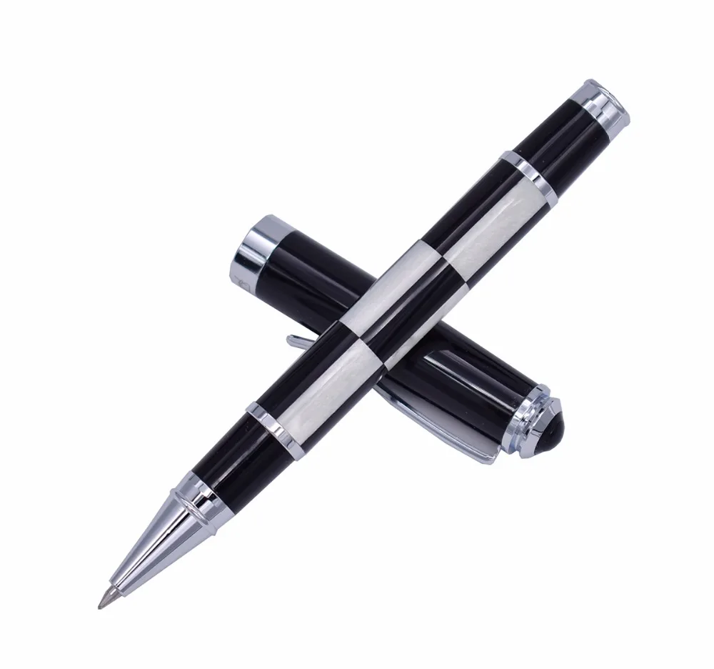 

Fuliwen Celluloid Rollerball Pen with Smooth Refill, Black & White Squares Pattern Writing Pen for Office , School