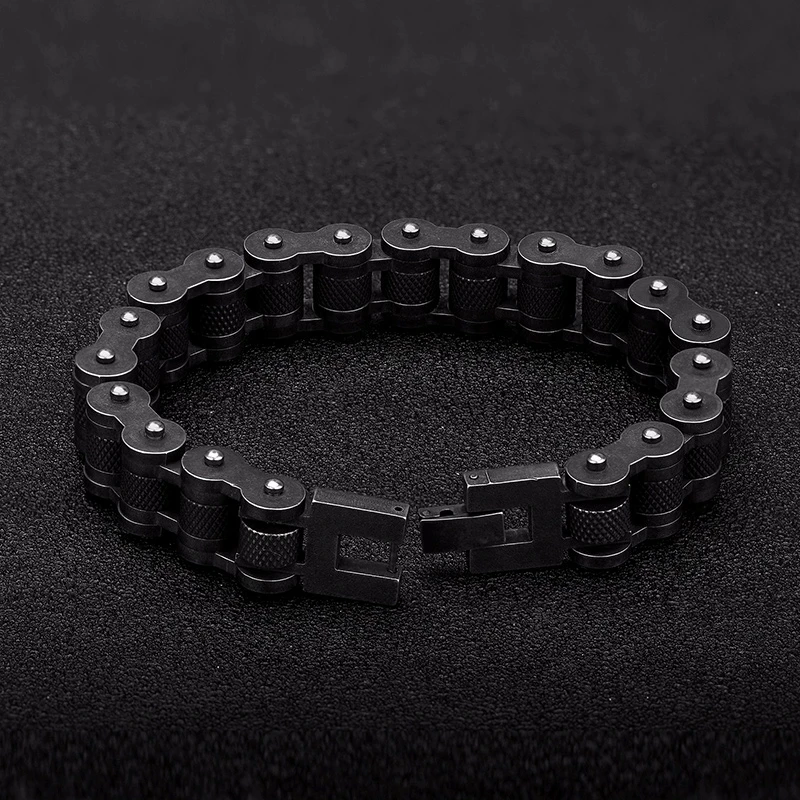 Punk Knight Bracelet Men Stainless Steel Motorcycle Bike Chain Black Wristband Hand Accessories Retro Jewelry Gifts Dropshipping