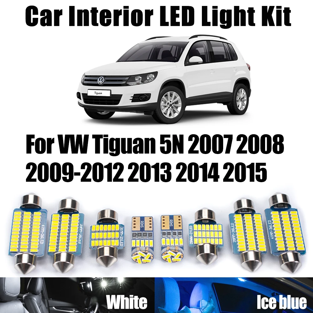 14Pcs Canbus LED Interior Map Dome Trunk Vanity Mirror Light Bulbs Kit For VW Tiguan 5N 2007-2012 2013 2014 2015 Car Accessories