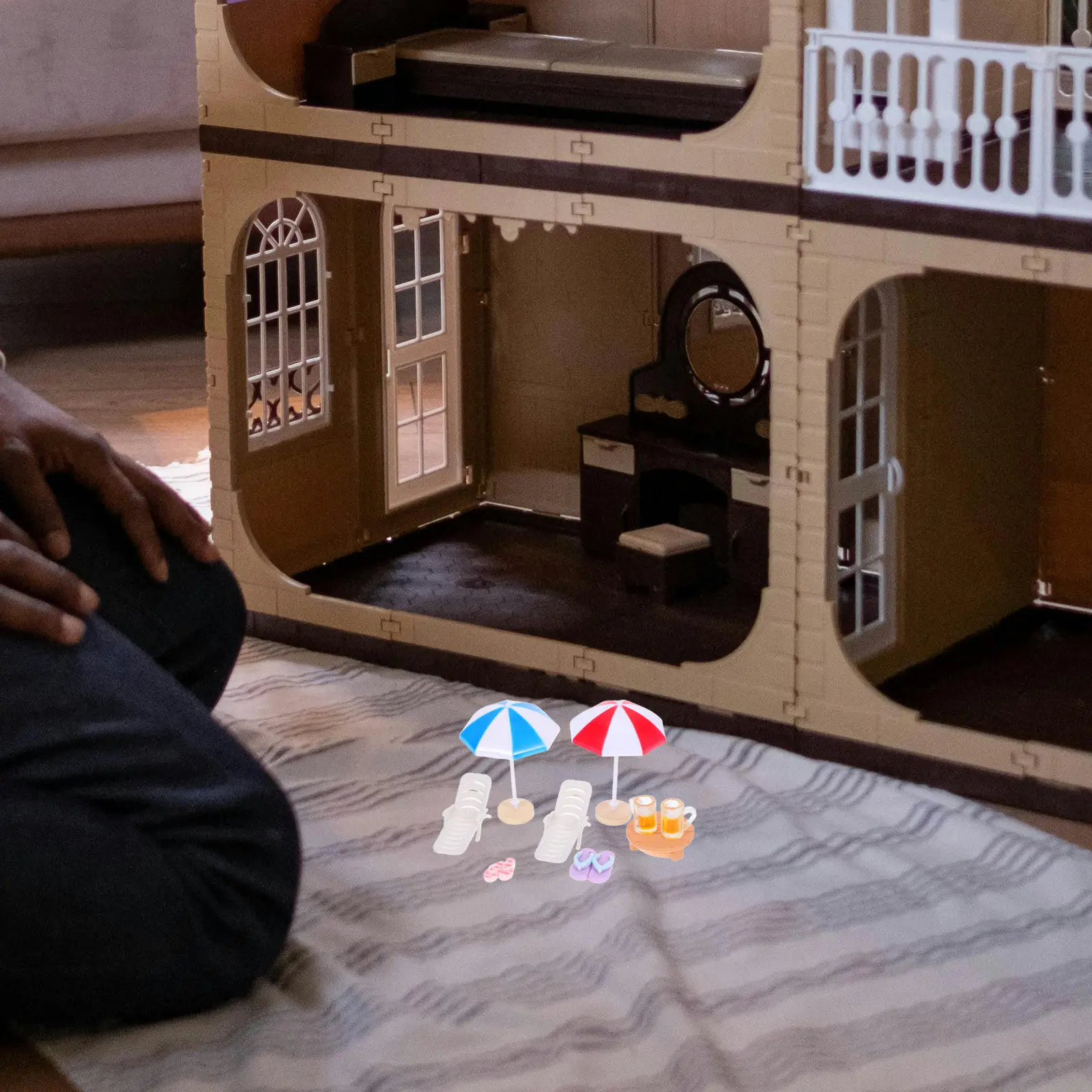 

Набор миниатюрных пляжных украшений из смолы и пластика, водонепроницаемые аксессуары для бассейна: зонты, стулья, тапочки, прибрежная сцена для сказочного ландшафта