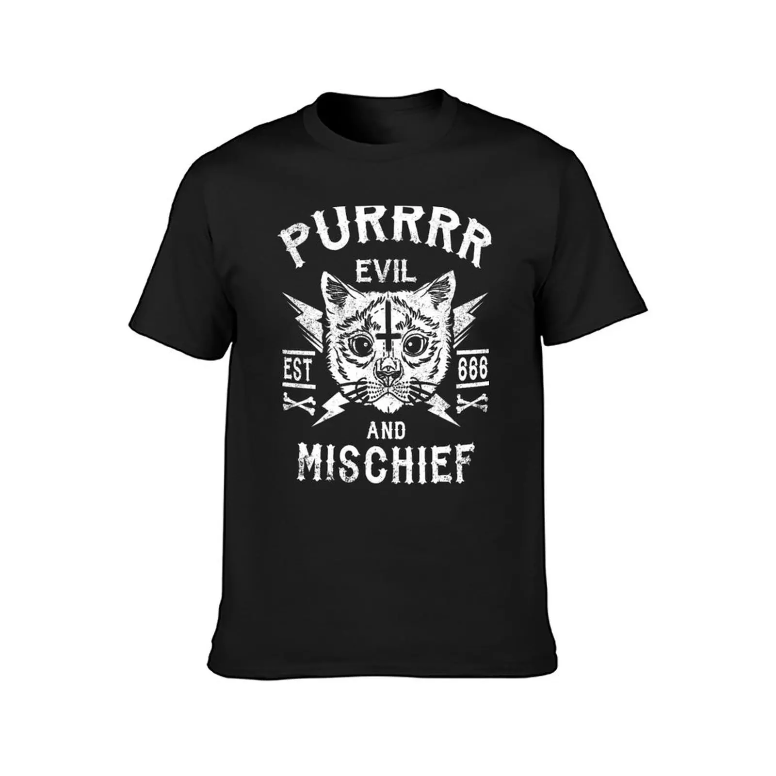 PURRRR EVIL AND MISCHIEF - SATANIC CAT - OCCULT CAT T-Shirt sublime plus size tops aesthetic clothes mens big and tall t shirts