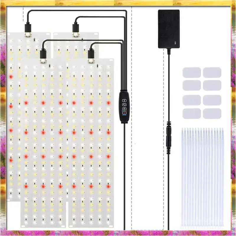 

Ультратонкие светодиодные фитолампы для выращивания растений под шкафом, 4 шт., с регулировкой яркости и таймером, полный спектр