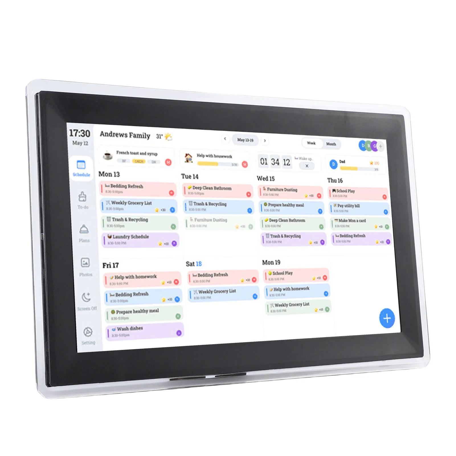 

Digital Calendar 15.6in WIFi Wall Touchscreen Chore Chart 32GB Electronic Smart Family Planner 1920 X 1080 HD Interactive Displa