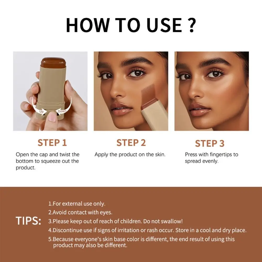 Smooth Plumper Skin Tint Foundation Stick Hight Coverage Moisturizing Serum Foundation Balm Solid Tinted Eraser Foundation