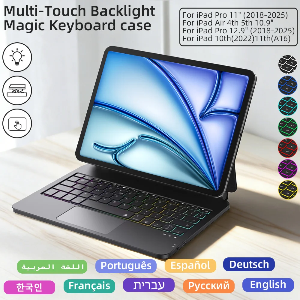 

Magic Bluetooth Keyboard for IPad Pro 11 Air 11 M3/M2 Pro 12.9 Pro 13 Pad A16 10.9in IPad Case Bluetooth Keyboard with Touchpad